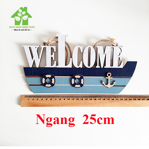 Bảng gỗ decor trang trí SHOP 🚀CON TÀU WELCOME🚀 (tặng kem móc treo tường)