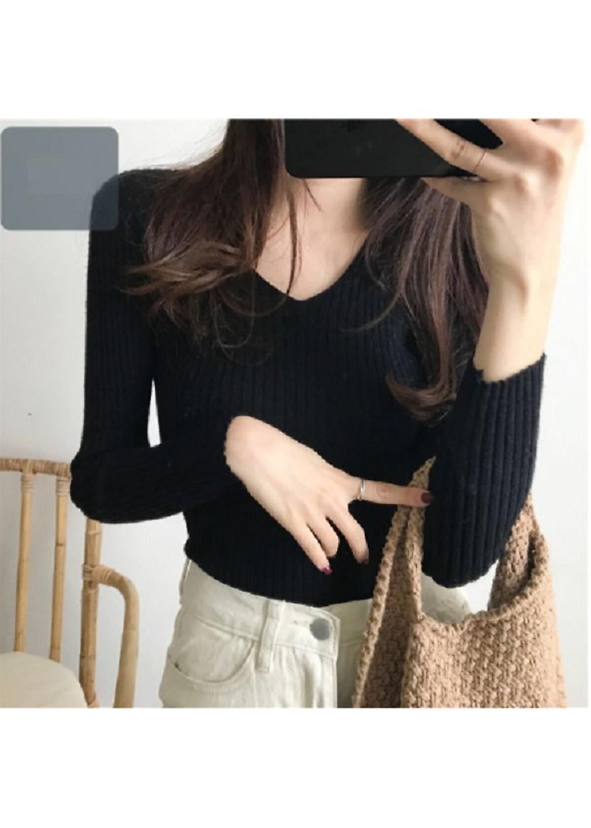 Áo len đũa cổ tim mềm, ấm
