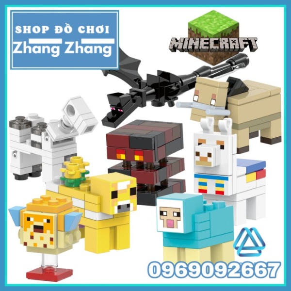 Đồ chơi xếp hình Minecraft trong Mine Blocks gồm Hoglin - Ender Dragon - Magma Cube - Pufferfish Minifigures Xinh X0311