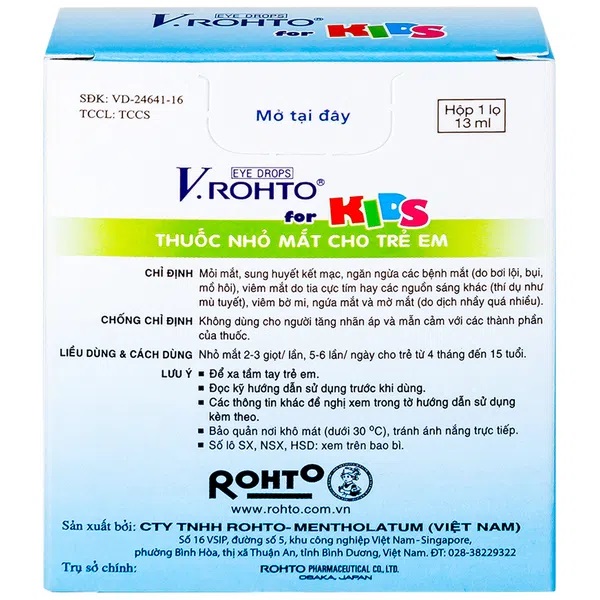 Nước nhỏ mắt V.Rohto For Kid (Chai 13ml) - Amipharma