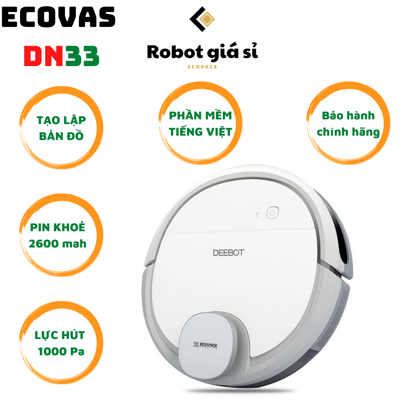 Robot hút bụi Ecovacs Deebot DN33 ( Ozmo 900 ) - hàng trưng bày chưa sử dụng