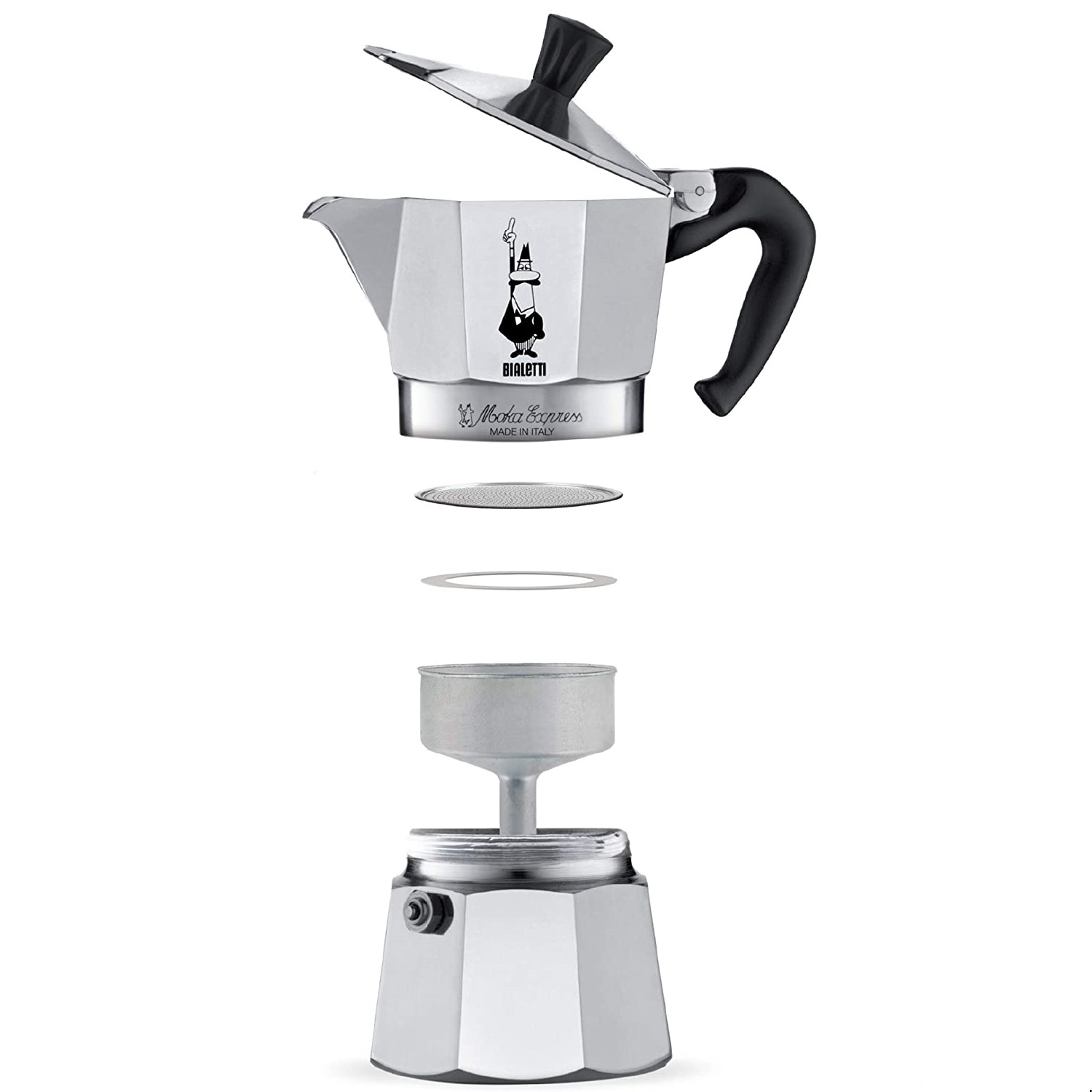 Ấm pha cà phê Bialetti Moka Express (2-6) cup, màu bạc