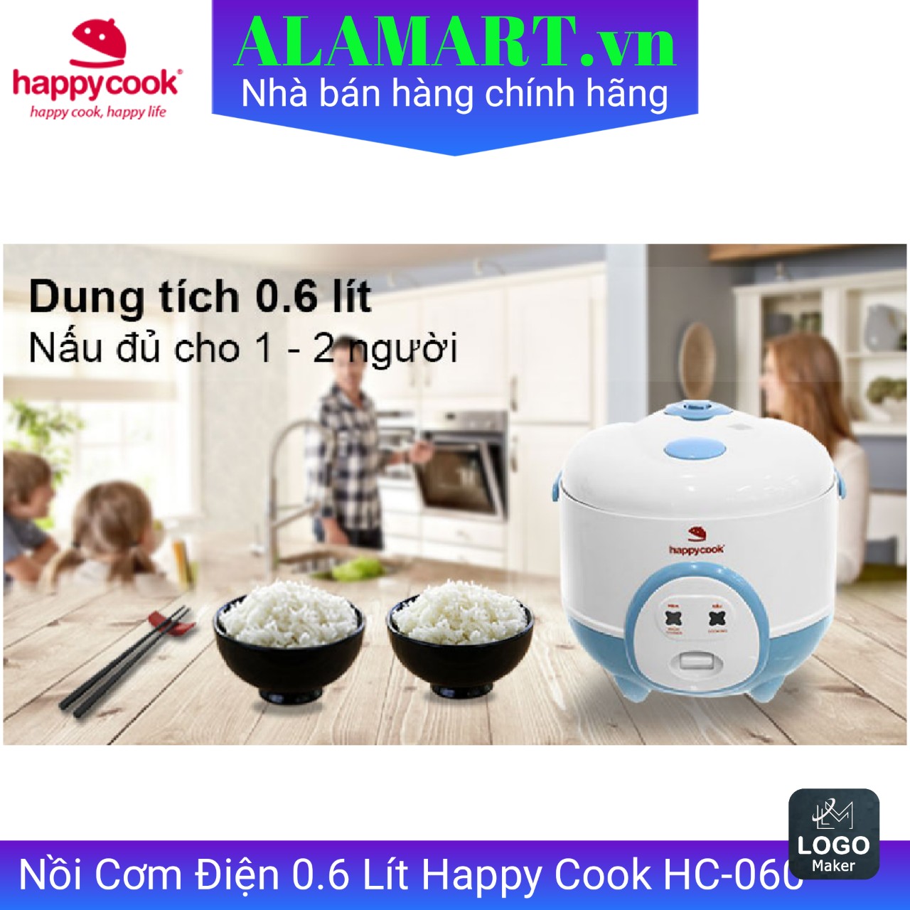 Nồi cơm điện Happy Cook 0.6L HC-060
