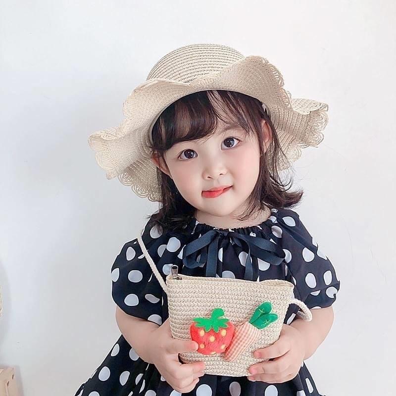 Set mũ cói kèm túi siêu yêu cho bé(2-5tuổi)