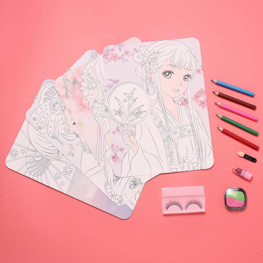 2 Set Tranh Tô Màu Trang Điểm Công Chúa Cho Bé