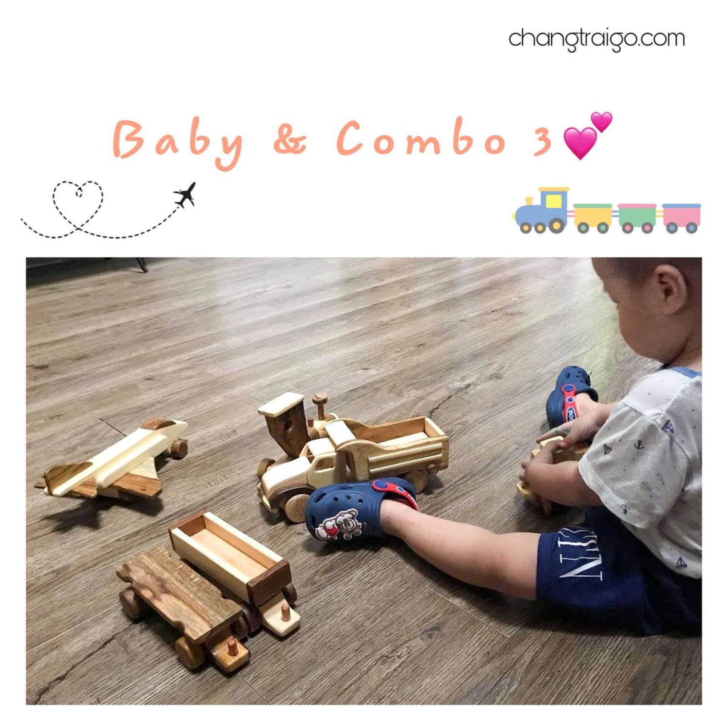 Combo 3 Món Đồ Chơi Gỗ Tự Nhiên Gemoni