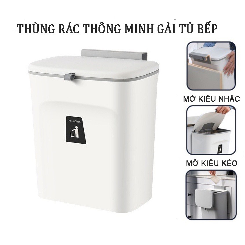 Thùng rác treo tủ bếp nắp đậy thông minh