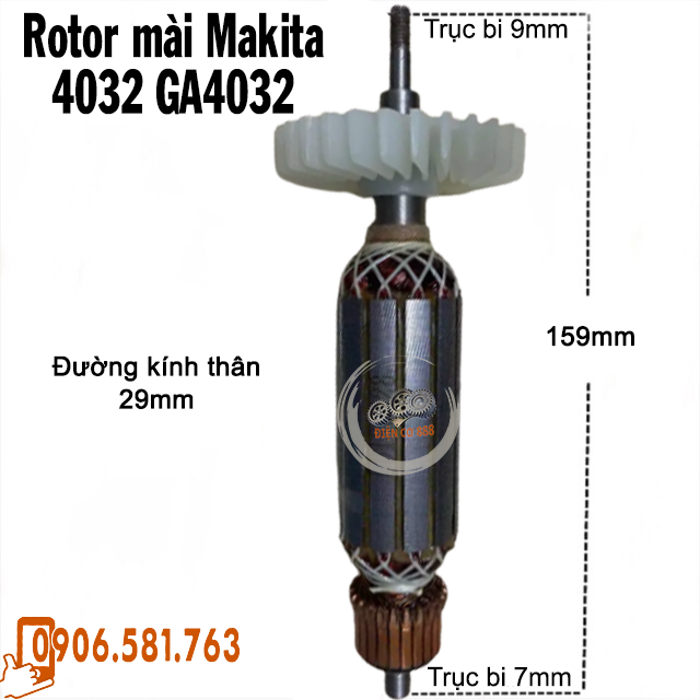Rotor mài makita 4032 ga4032 dây đồng 220v - tặng chổi than