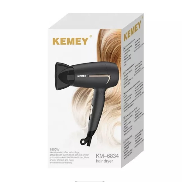 Máy Sấy Tóc Gấp Gọn 3 Tốc Độ Sấy Kemey KM 6834
