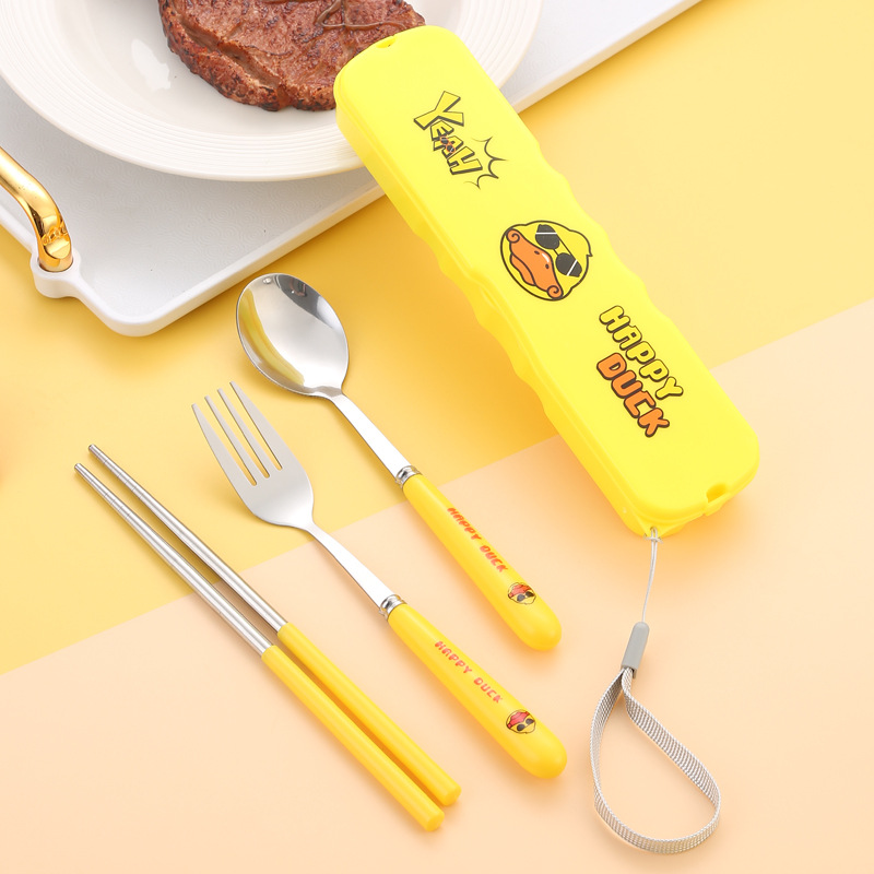 Set 03 dish spoon Fork chopsticks stainless steel 304 box high-grade (nhiều màu)-[set spoon Fork travel Fork dinner oblique stainless steel, stainless steel spoon đẹp, stainless steel chopsticks high-end]