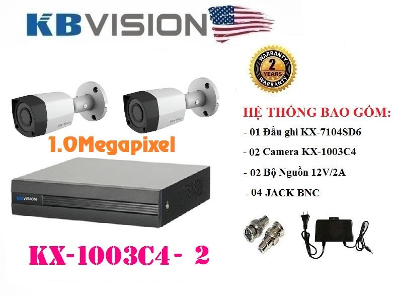 Trọn bộ 2 camera kbvision kx-1003c4
