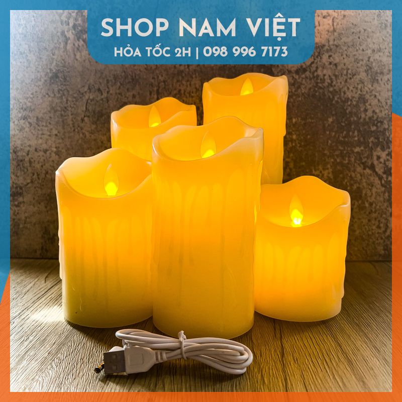 Nến Điện Tử Tim Lắc Thân Sáp Siêu Thật
