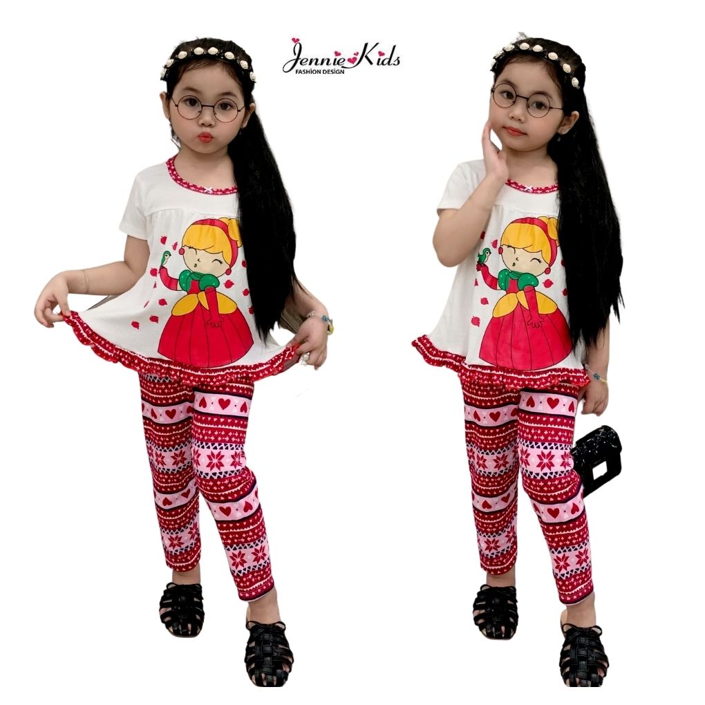 Đồ bộ bé gái, bộ bé gái dài cute baby doll vải cotton borrip VNXK Jennie kids J466