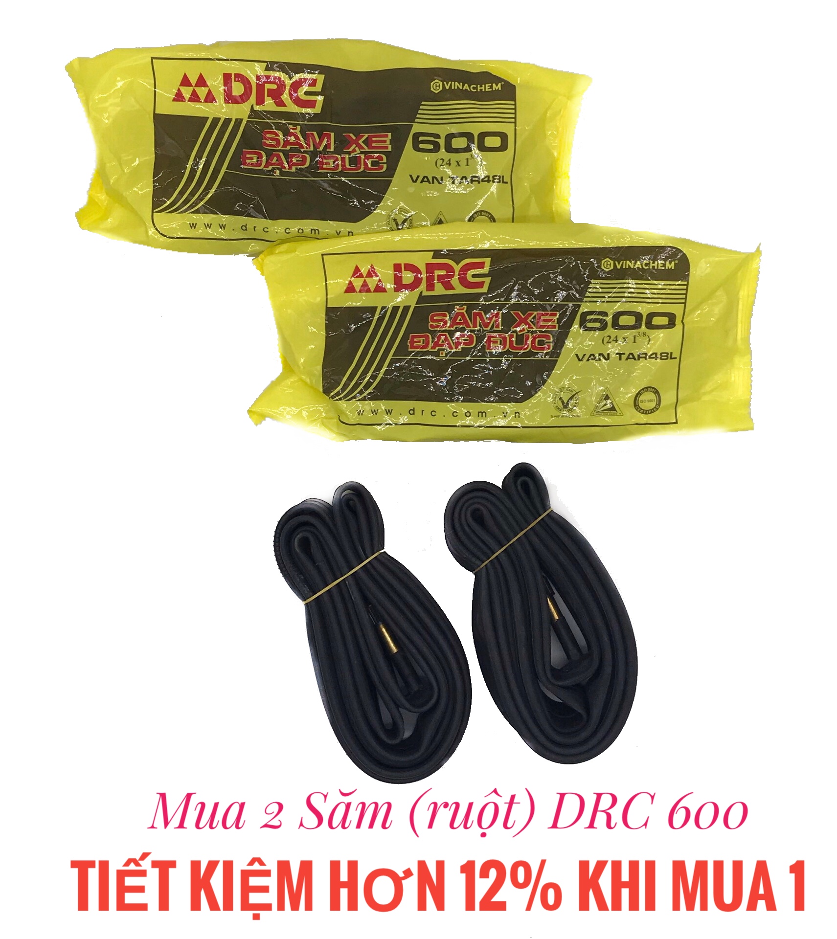 Set of 2 inner tube bicycle stainless steel DRC 600 (24x1 ^ 3/8)