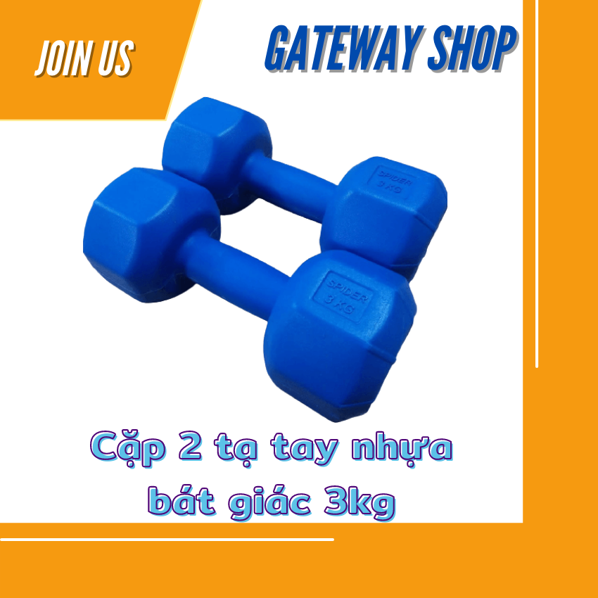 Cặp 2 tạ tay nhựa bát giác 3kg