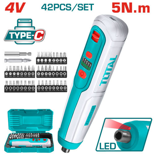 Total ingco 4V-8v battery mini screw washer durable twist power screwdriver with charger guarantee screw driver authentic 6 months warranty