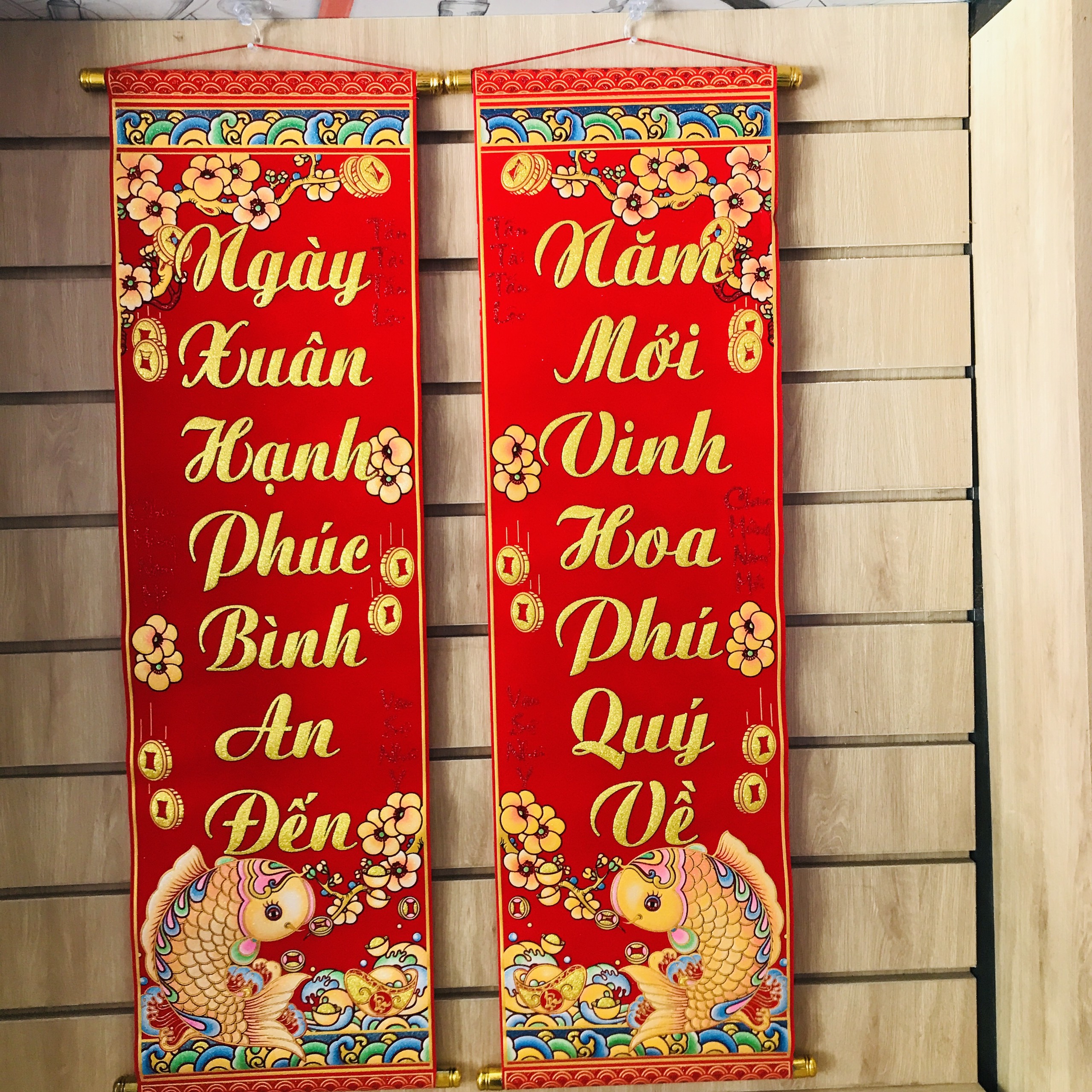 Câu đối treo tết 25 x 90cm năm mới ... ngày xuân