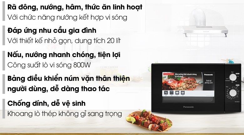 Lò vi sóng có nướng panasonic nn-gm24jbyue 20 lít