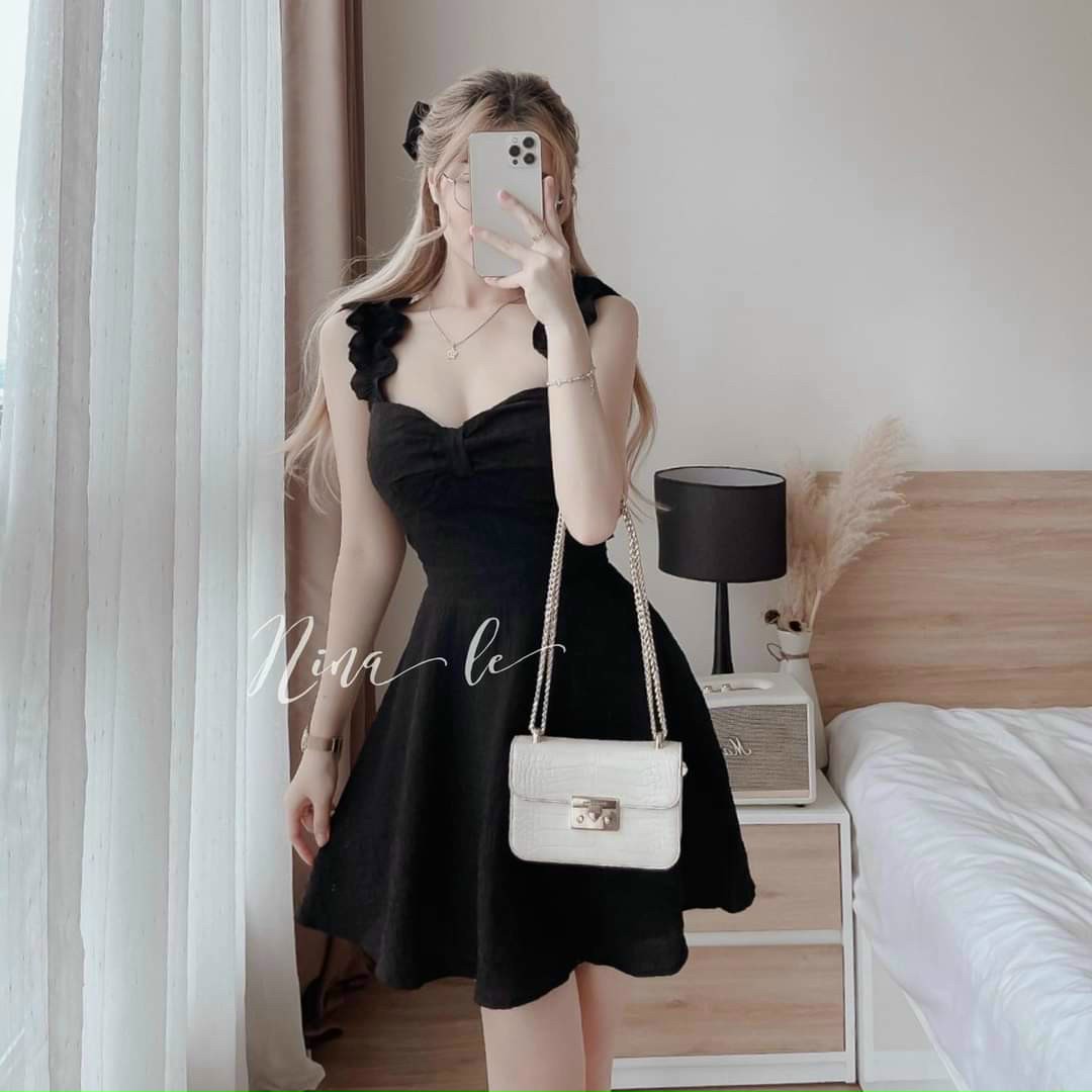 Đầm Trễ Vai Viền Bèo (Có Mút)