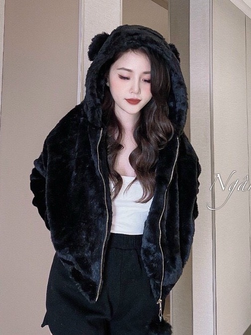 Áo khoác bông tai gấu cute