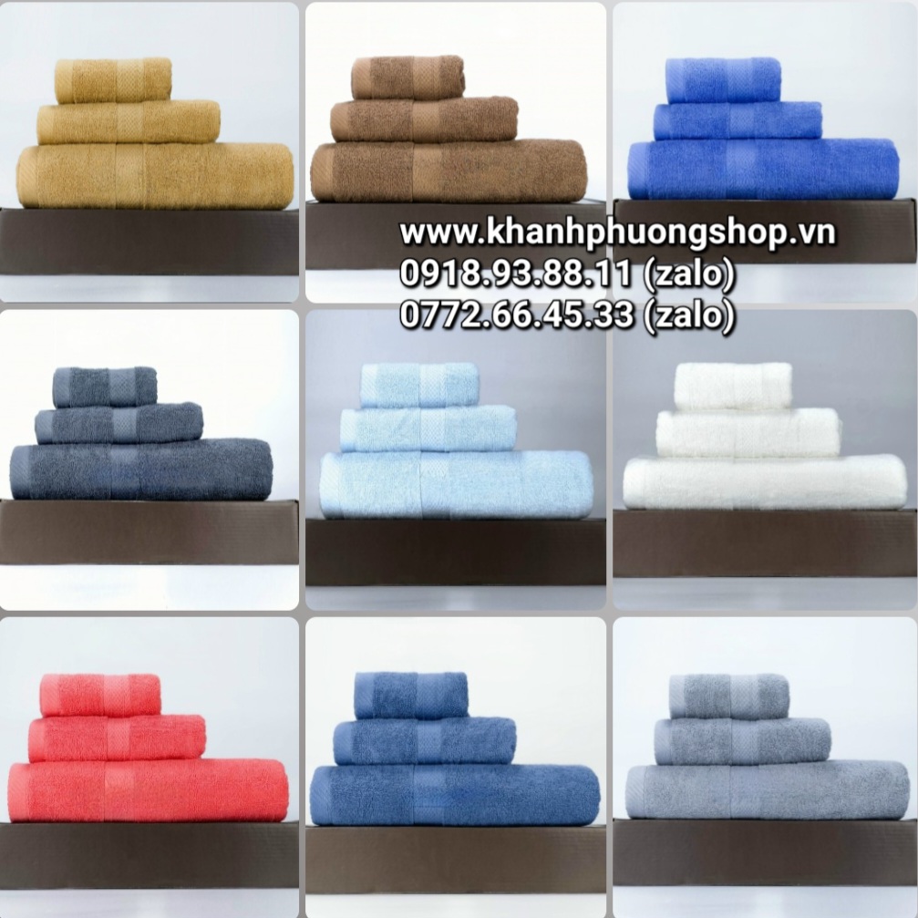 Bộ khăn tắm, khăn mặt, khăn lau 3 món kèm hộp quà tặng đẹp - bô khăn cotton 3 món