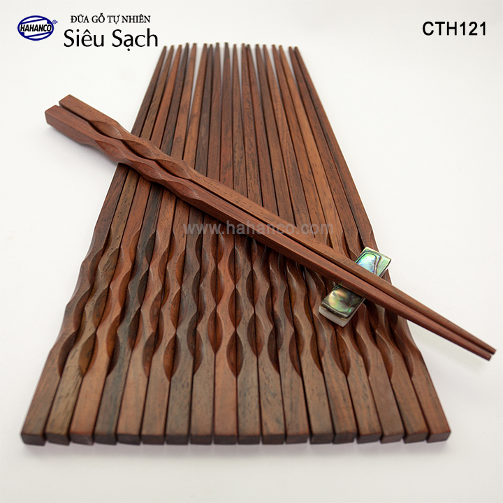 Đũa gỗ Trắc siêu sạch - CTH758- Gỗ trắc lượn sóng (Hộp 10 Đôi) - Chopstick of HAHANCO