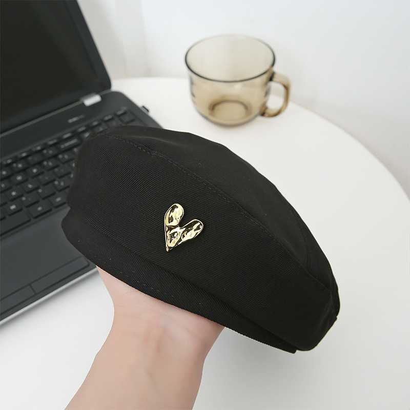 Mũ nồi beret đính logo TRÁI TIM quảng châu cao cấp_sanhfashion