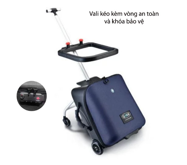 Baby Stroller with suitcase travel scissors folding compact load bearing pole good up to 50kg, suitcase for child attached ring protection when sit pole safety, suitcase children genuine QBox