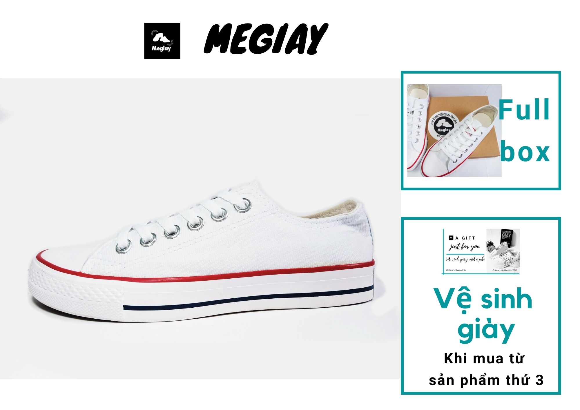 Giày Converse trắng cổ thấp [MS22]