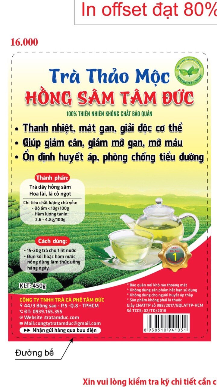 Combo 5 gói -Trà Thảo mộc Hồng Sâm Tâm Đức