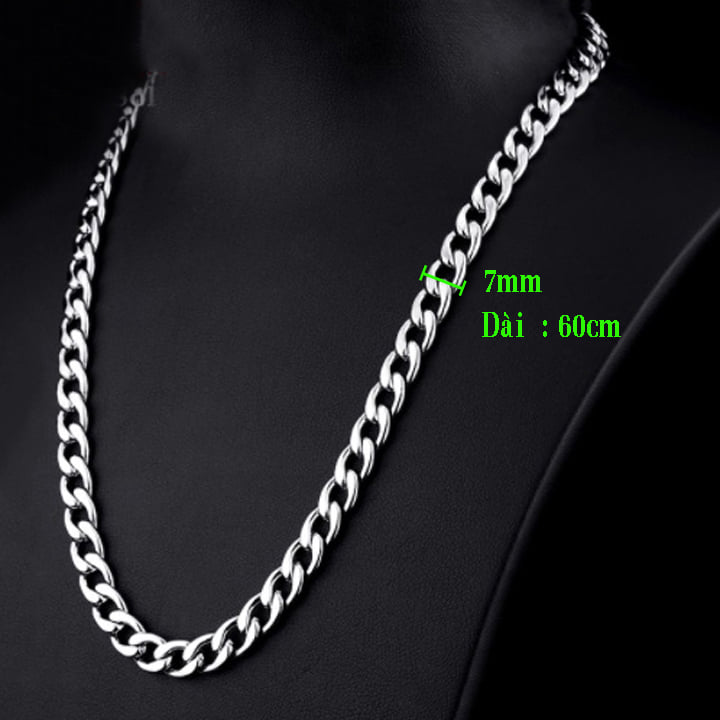 [HCM]Dây chuyền nam cá tính inox cực đẹp không đen không gỉ 7mm