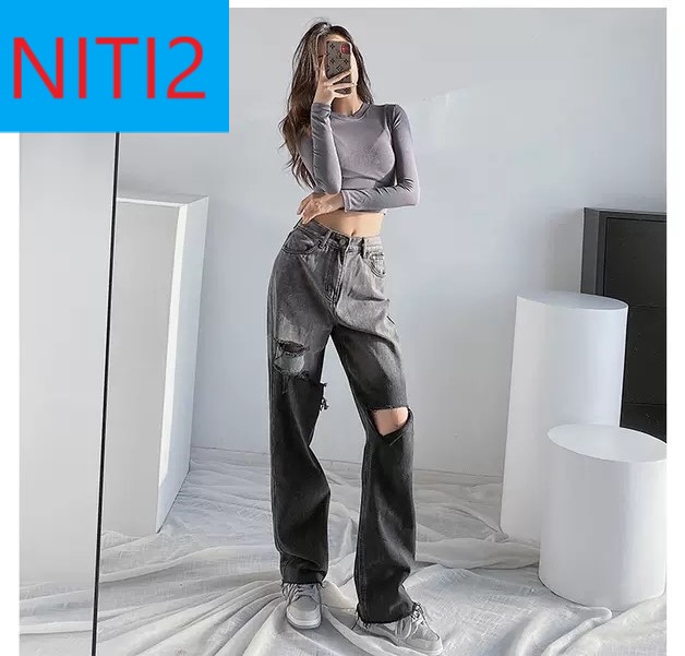 [ ĐỊNH HƯỚNG ] QUẦN JEAN ỐNG RỘNG NỮ LOANG MÀU XÁM RÁCH 2 VẠT 1 SỌC FORM DÀI RỘNG THOÁNG MÁT CÁ TÍNH CHẤT VẢI MỀM MỊN HOT HIT NITI2 ĐỈNH CAO SIÊU SAO THỜI THƯỢNG