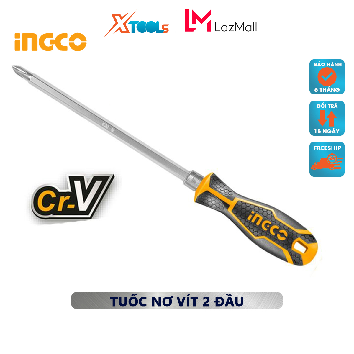 Screwdriver 2 head ingco AKISD0201 | screwdrivers 2 head size 6.35x160mm specifications type bake: SL6 type cleaner PH2 twisted open screw nut, applied in the building industry, mechanical, installation fix [genuine] [XTools]