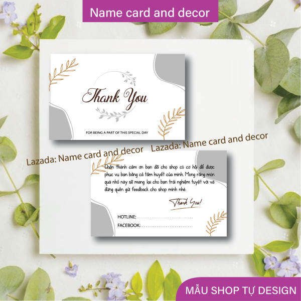 (combo 100 cái) Thiệp cảm ơn khách hàng, thẻ cảm ơn, Thank you card dùng cho shop bán hàng, kích thước 9x5,5 cm
