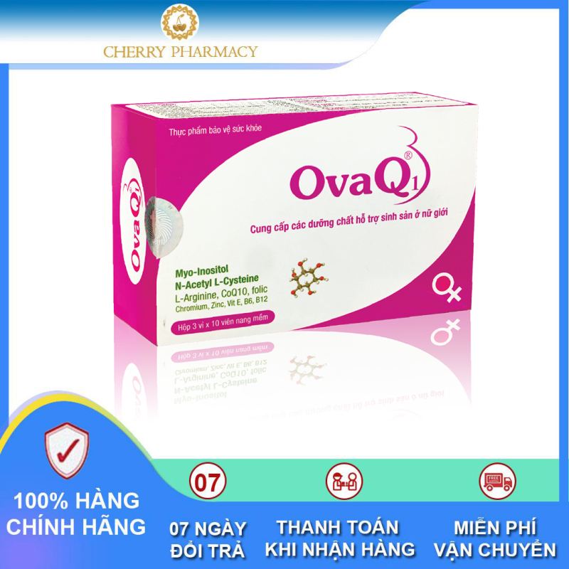 Sản phẩm OvaQ1 hỗ trợ mang thai tự nhiên, các trường hợp vô sinh, đa nang buồng trứng 30 viên nhập khẩu