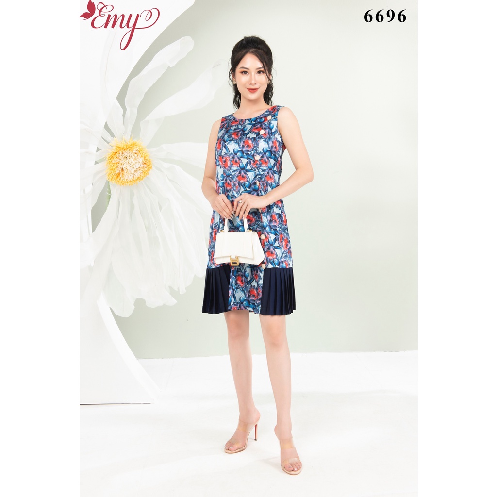 Đầm EMY EM6696 A Sát Nách Phối Tùng Dập Ly