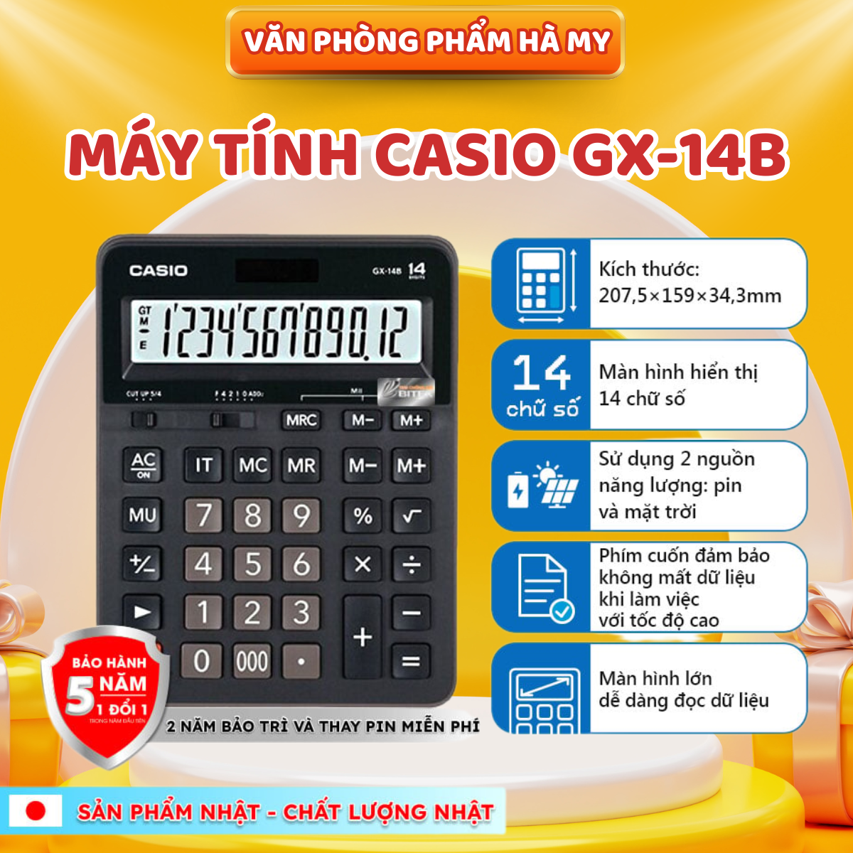 Máy Tính Để Bàn 14 Chữ Số Casio GX-14B CHÍNH HÃNG