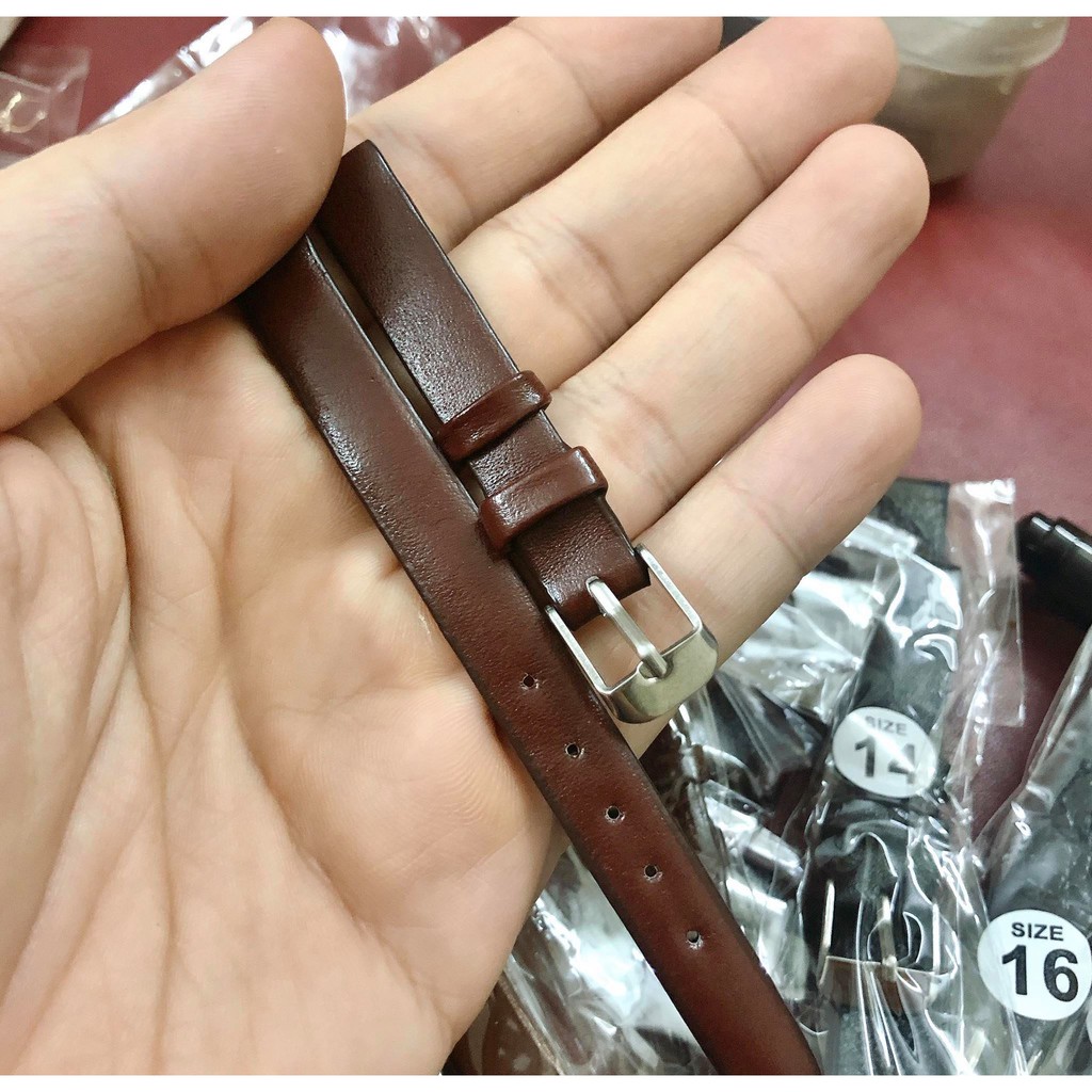 Dây đồng hồ nữ da trơn tặng kèm dụng cụ thay dây + chốt lắp dây