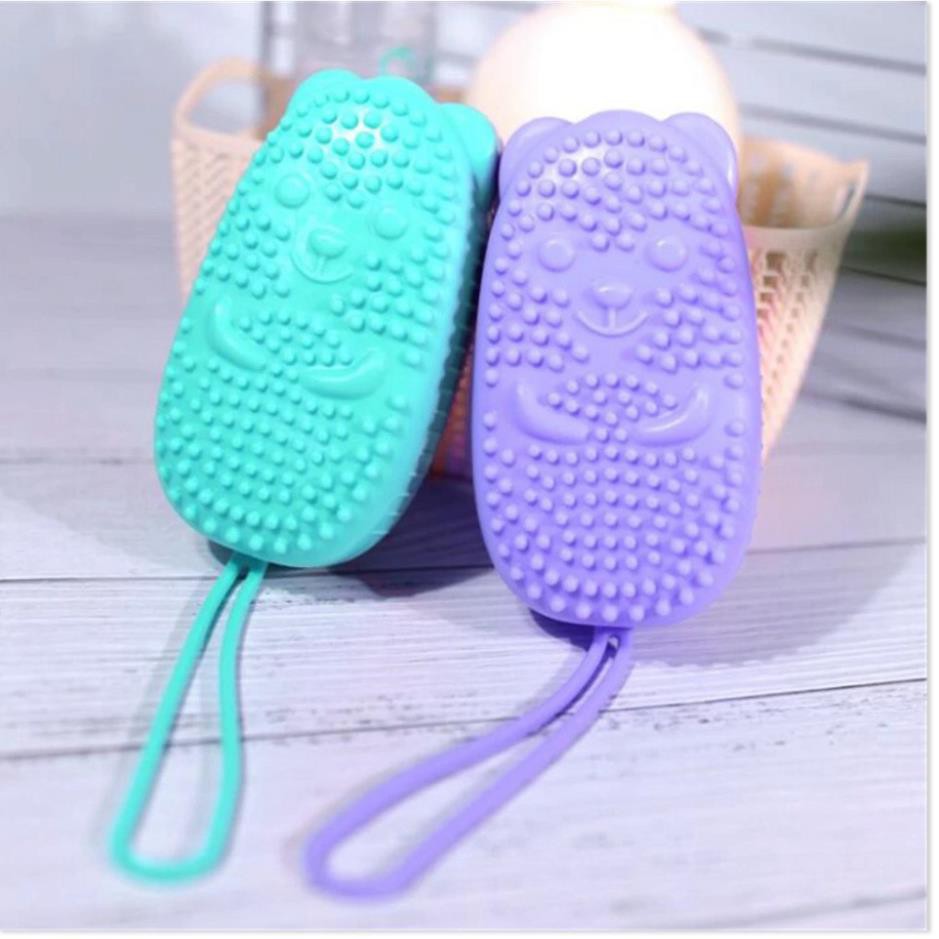 Bàn chải tắm hình gấu 2 mặt Silicone