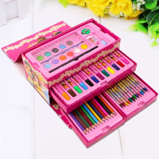 Hộp bút 54 màu cho bé thỏa sức sáng tạo, có quai xách tiện lợi (màu hồng)