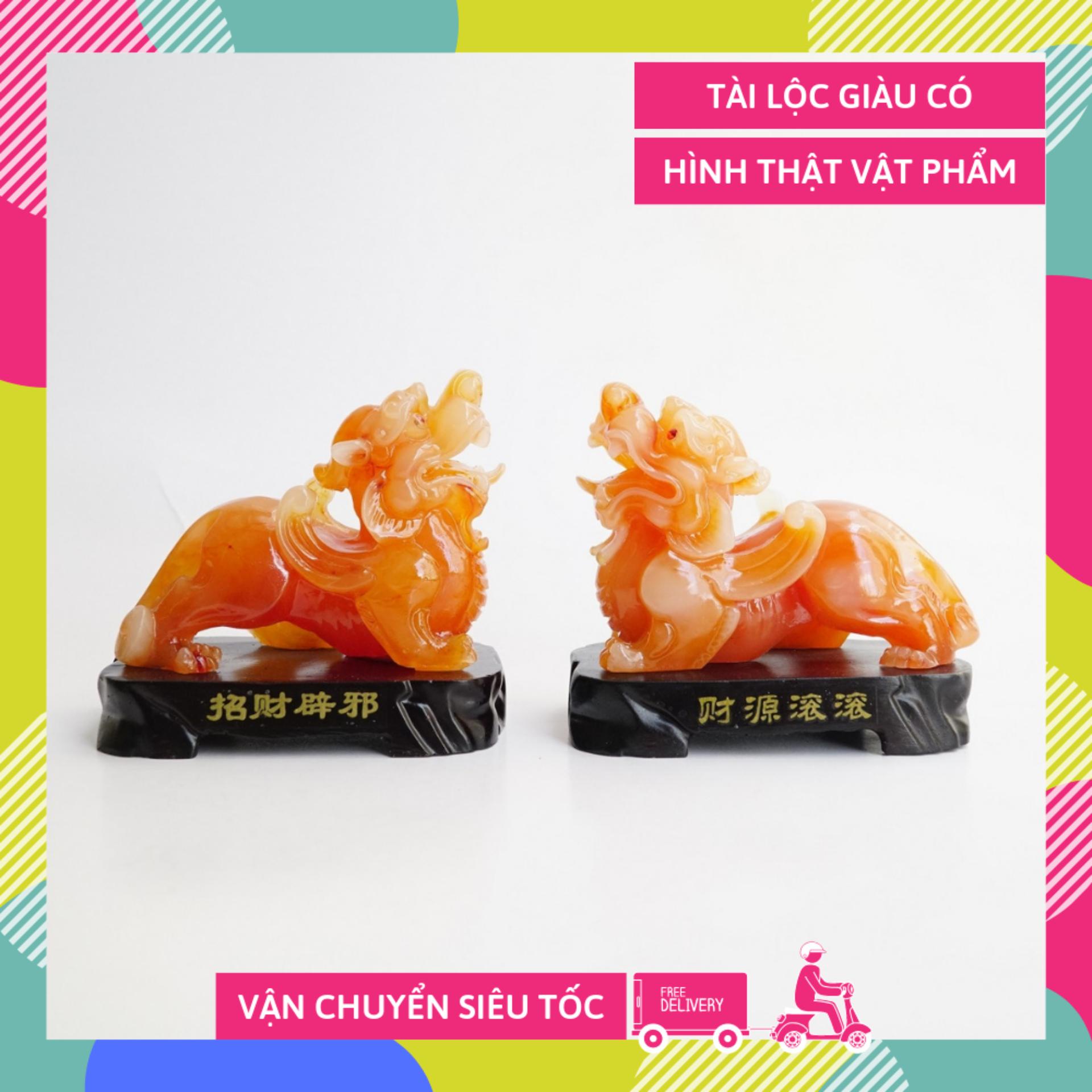 Cặp tượng Tỳ Hưu Cam phong thủy may mắn cao 10cm - Kèm hướng dẫn khai quang