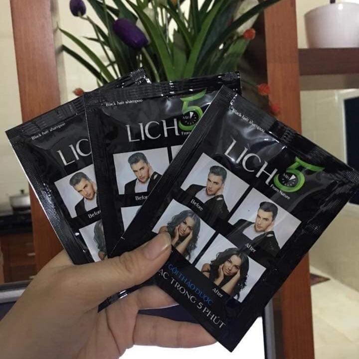 [cỏ cây hoa lá]  3 gói lich5  nhuộm đen tóc