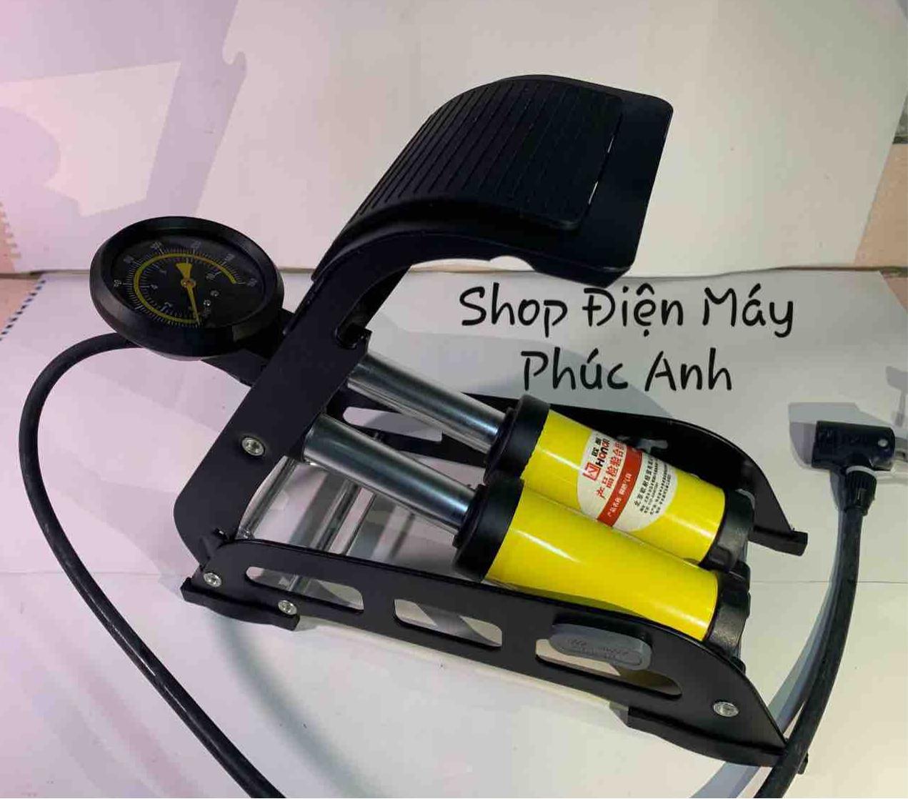 Bơm Đạp chân 2 ống mini bơm ô tô xe máy HONOR ( công ty)