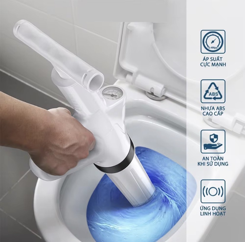 ​​​​​​Dụng Cụ Thông Bồn Cầu Tolet, Nhà Tắm Bồn Lavabo Đa Năng Bằng Khí Nén Áp Lực Cao, Hơi Mạnh Đánh Bay Mọi Vật Cản - Súng Thông Tắc Bồn Cầu Siêu Mạnh Sử Dụng Dễ Dàng, Hiệu Quả Cao Ít Tốn Chi Phí.