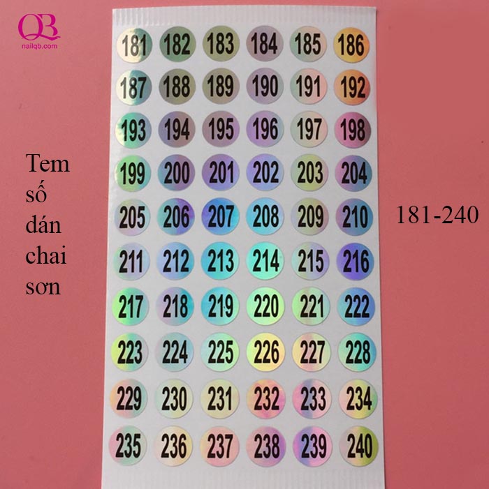 [HCM]Tem số dán chai sơn từ 181-300 - số dán phân loại màu sơn
