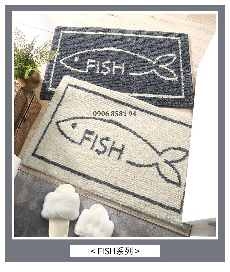 [HCM]THẢM CHÙI CHÂN HÌNH CÁ - THẢM LEN MỀM MỊN -SIZE 40*60 CM