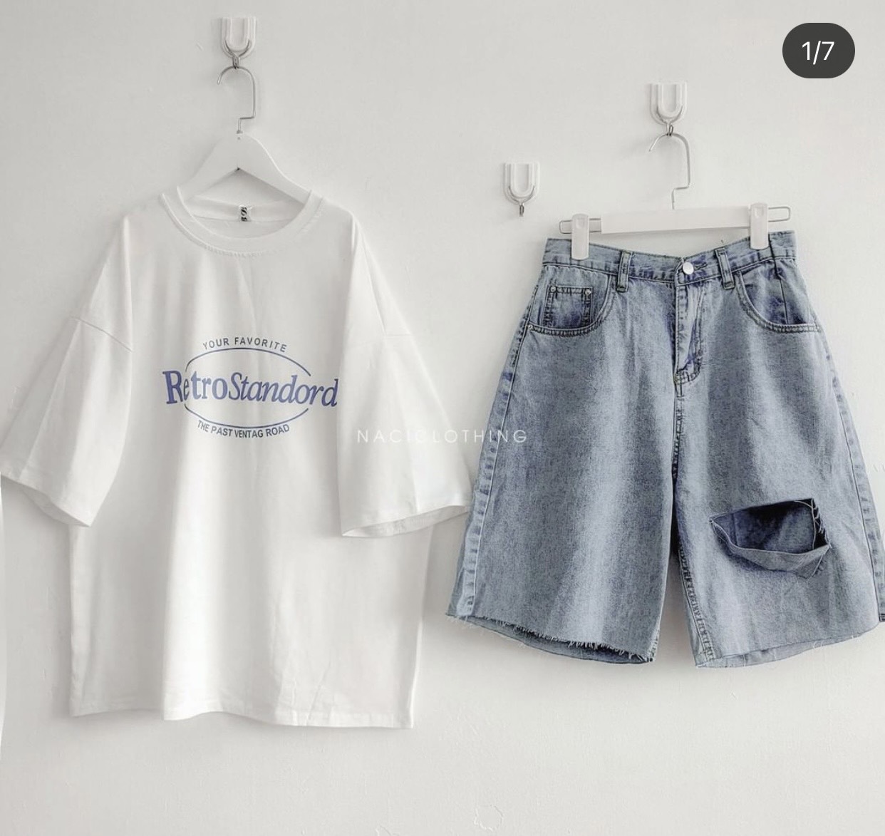 Quần jeans ngố rách 1 bên L
