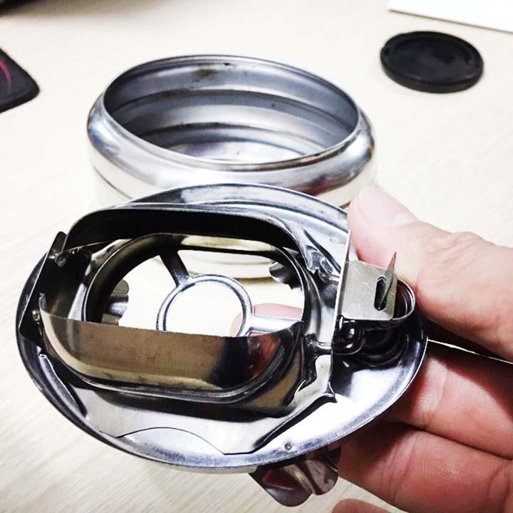 Gạt Tàn Thuốc Inox Nút Bấm Đóng Mở 2 ngăn