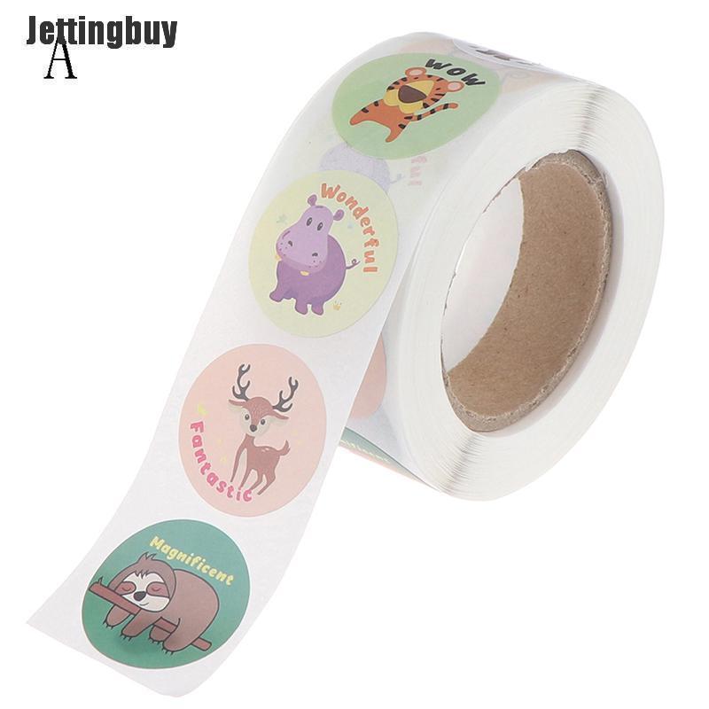 Jettingbuy 500pcs/roll cute cartoon animals stickers journal scrapbooking reward sticker