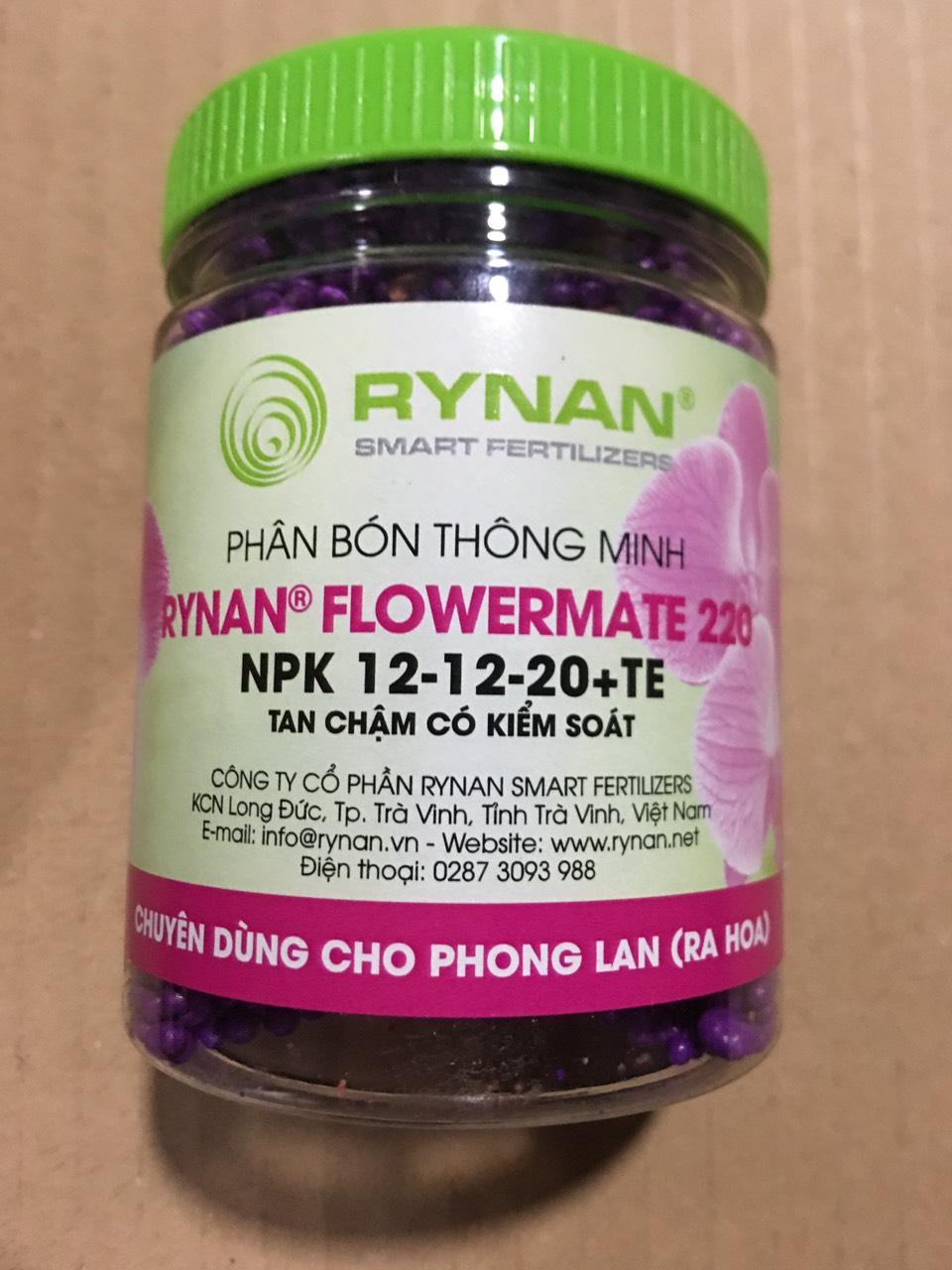 Phân bón tan chậm RYNAN 220 (NPK 12-12-20+TE) cho phong lan, kích ra hoa - dưỡng hoa lâu tàn 150g [hỗ trợ vc]
